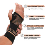 Copper Wrist Compression Sleeves, Comfortable and Breathable for Arthritis, Workout, Carpal Tunnel, Wrist Support for Women and Men