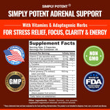 Adrenal Support Supplements - 90 Capsules, Adrenal Fatigue Supplement with Adaptogens - Ashwagandha Rhodiola Ginseng for Adrenal Cortex Health & Energy, Daily Cortisol Relief Support for Women & Men