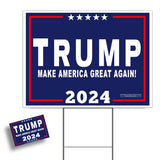 VIBE INK 2024 Donald Trump Yard Signs Made in USA 24x18"" Make America Great Again with Metal Stands, Navy