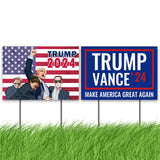 GAGEC Trump 2024 Yard Signs 2 Pack, Trump Vance Decorative Yard Sign with H-Stakes Make America Great Again Signs for Lawn Garden Yard Home Outdoor Decor 12x18 Inch