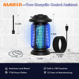 AMUFER Bug Zapper Outdoor & Indoor, Upgraded 18W Exclusive Blue-Violet Light with 2W LED Lamp, 100% Increase in Mosquito Control Effect, Coverage of 1/2-1 Acre, Fly Zapper for Patio, Backyard, Home