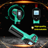 Infrared Thermometer Gun for Cooking, -58℉~1022℉, Digital Laser Temperature Gun for Blackstone Pizza Oven Reptiles, IR thermometer with Carrying Storage Case, Larger Font, LCD Backlit, Green