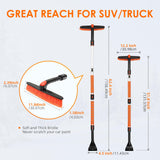 AstroAI 62.4" Ice Scraper and Extendable Snow Brush for Car Windshield with Foam Grip and 360° Pivoting Brush Head for Christmas Car Auto Truck SUV(Orange)