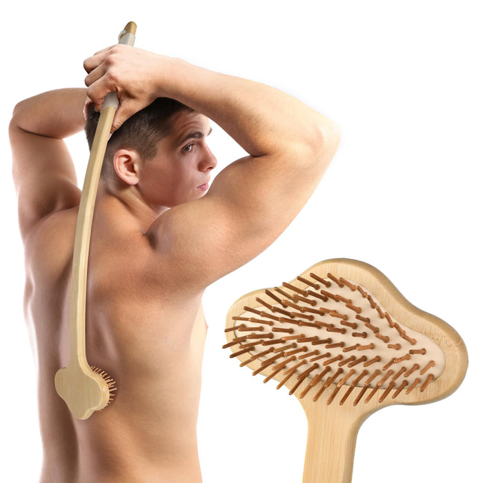 NURENDER Oversized Back Scratcher, Extended Bamboo Scratcher, 22.04" Long Curved Handle; Wider Head; More Larger Scratching Surface, Adults Body Instant Scratcher Christmas Gift for Women and Men.