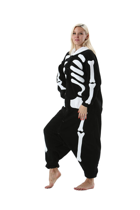 Skeleton Onesie Cosplay Halloween Costume Christmas Pajamas Unisex Adult Jumpsuit Animal Large