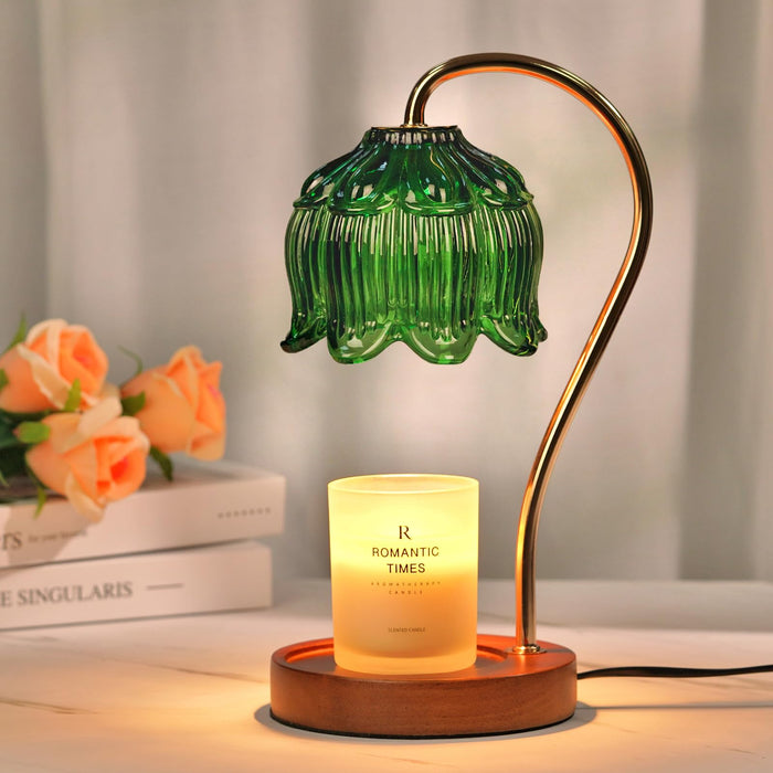Dimmable Flower Candle Warmer Lamp with Timer, Green Candle Lamp Warmer for Jar Candle, 2024 Womens Gifts for Christmas, Xmas Gifts for Mom Unique, Home Decor for Bedroom Living Room Decor Aesthetic