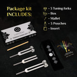 Tuning Forks for Healing (128Hz, 256Hz, 512Hz) — Body Weighted Tuning Forks Medical for Healing Chakra Set — Yoga and Meditation Accessories — Tuning Fork Set Frequency Healing Devices