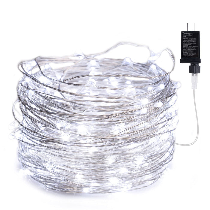 Fairy Lights Plug in 100 Feet 300 Led Waterproof Firefly Lights on Silver Wire UL Adaptor Included Starry String Lights for Wedding Indoor Outdoor Christmas Patio Garden Decoration White