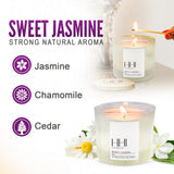 Sweet Jasmine Candle | Scented Soy Candle | A Fresh Blend of Jasmine, Chamomile, and Cedar | Large Eight Ounce Single Wick Luxury Candle | Long Burn time | Bamboo Lid and Gift Box | HHI Candles