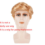 GenmeiFBH Funny Celebrity Wig Presidential Candidate Political Donald Trump Wig Costume Wig Set,President Wig,Billionaire Wig,Mens Blonde Wig,Including A Flag Pin,Perfect for Halloween