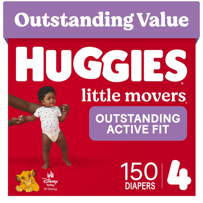Huggies Little Movers Diapers Size 4, 150 Count (6 Packs of 25)