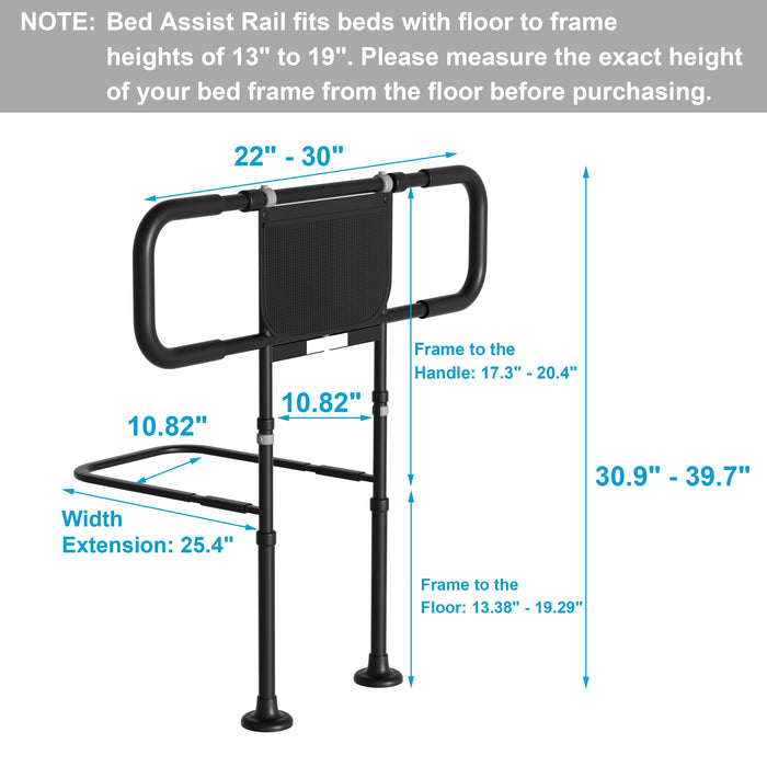 Bed Rails for Elderly Adults Safety: Adjustable Heights Bed Cane with Storage Pocket, Non-Slip Handle, Motion Sensor Light, Bedrails for Elderly Adults Grab Bar Bed Handrails, Can Withstand 400LB