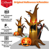 Danxilu 9FT Halloween Inflatables Tree with Grim Reaper Outdoor Decorations, Inflatable Halloween Ghostly Tree with Pumpkin Built-in LEDs Blow Up Yard Decoration for Holiday Outside Lawn Party Patio