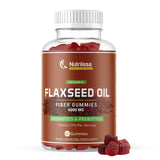 Nutriissa Flaxseed Chewable 60 Gummies Fiber Supplement | Gummy Vitamins | Digestive Health | Probiotic Gummies | Gluten-Free - Flax Probiotics for Digestive Health, Constipation & Bloating - 6000mg