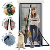 Magnetic Screen Door Retractable Mesh for Standard American 80" x 36" to 82" x 38" Size Doors Pet Net Patio Hands Free Magic Automatic Self Sealing Closing Closure Black