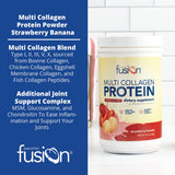 Bariatric Fusion Strawberry Banana Multi Collagen Protein Powder | Plus Joint Support Complex of MSM and Glucosamine | Dairy, Gluten & Soy Free | Non-GMO | 30 Servings