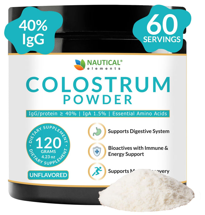 Colostrum Powder - Over 40% IgG - First 4-6 Hour Milking Grass Fed Colostrum - Bovine Colostrum - USA Midwest Pasture Raised Colostrum Supplement Powder - Unflavored Bovine Colostrum For Humans - 120g