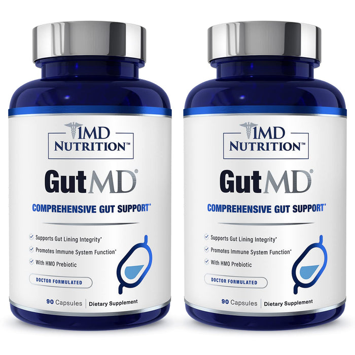 1MD Nutrition GutMD - L-Glutamine and Prebiotic for Gut Integrity | Promote Digestive Tract Health | 90 Capsules (2-Pack)