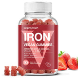 Iron Gummies Supplements for Women & Kids - Multivitamin with Iron for Blood Builder, Great Tasting Iron Gummy Vitamins with Vitamin C for Max Absorption - Vegan Iron Chewable, Strawberry 90 Count