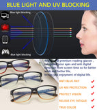 Reading Glasses for Men 4-Pack Stylish Computer Readers with Spring Hinges, Anti Glare/Eye Strain Filter UV Ray Blue Light Blocking Two-tone Reader Eyeglasses,+3.0 Magnification Strength