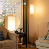 Ambimall Floor Lamps for Living Room, Modern Silver Floor Lamp with Remote Control and Stepless Dimmable Colors Temperature & Brightness (9W Bulb Included, Beige Lampshade)