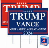 MAGJIUKE Trump Vance 2024 Yard Sign, Donald Trump President JD Vance Vice President 2024 Yard Signs, 18 "X 12" Double-Sided MAGA Sign, Metal H-Shaped Stake, Red And Blue 2-Pack