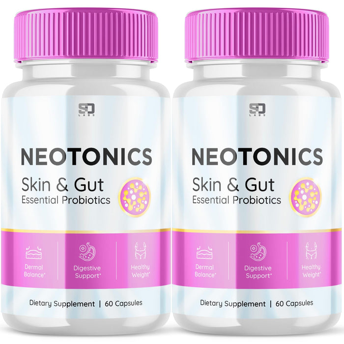 S.O Labs (2 Pack Neotonics Skin & Gut Essential Probiotics Supplement, Neo Tonics Essential Skin & Gut Probiotics Health Supplement (120 Capsules)