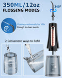 OILSAO Water Flosser Cordless,12 oz Large Tank Water Dental Flossing Professional for Teeth, Gums, Braces, Dental Care with 5 Modes 4 Tips,Rechargeable,Portable,Waterproof