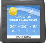 Circa Air Microfiber Pillowcase, 100% Soft, Ultra Breathable, Zip Cover, Dark Gray (24x24x8 inch), Perfect Fit for Inflatable Wedge Pillow