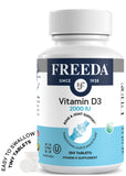 FREEDA Vitamin D3-2000 IU - Pure High Potency Kosher Supplement Tablets - Bone and Muscle Health, Calcium Absorption, Immune Support for Men and Women* - 250 Count