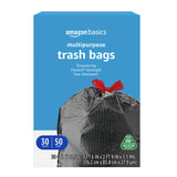 Amazon Basics Flextra Multipurpose Drawstring Trash Bags, 20% Post Consumer Recycled Content, 30 Gallon, 50 Count, Pack of 1