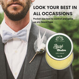 Organic Beard Balm, Styles, Strengthens & Softens Beards & Mustaches - Leave in Conditioner with Natural Argan Oil, Shea Butter, Vitamins and Wax Boost for Ultimate Shine