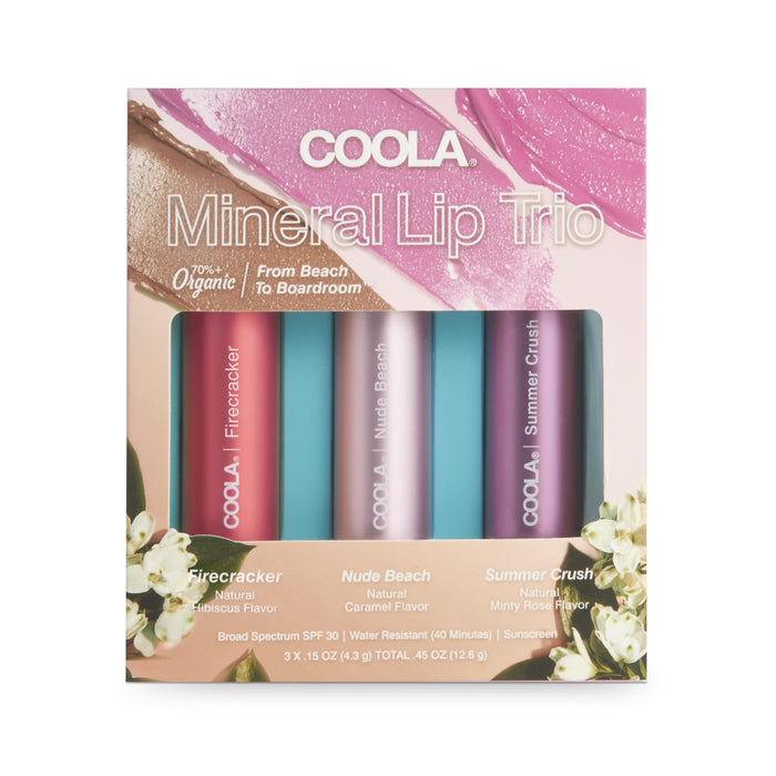 COOLA Organic Tinted Lip Balm & Mineral Sunscreen with SPF 30, Dermatologist Tested Lip Care for Daily Protection, Vegan, Variety Pack, 0.15 Oz Each