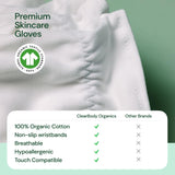 Clearbody Organics Small White Organic Cotton Gloves 5 Pairs (10 Pcs) – 100% Organic Cotton Gloves for Dry Hands –Reusable Moisturizing Gloves for Cracked Hands Repair