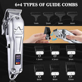 Ufree Professional Hair Clippers for Men, Cordless Metal Barber Clippers and Trimmers Set, Clippers for Hair Cutting Kit with LCD Display, Zero Gap T-Blade Beard Hair Trimmer, Gifts for Men, Silver