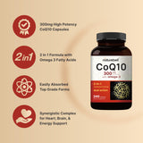 CoQ10 (Ubiquinone) 300mg with Omega 3 Fatty Acids, 240 Capsules | Stable High Absorption Form – Antioxidant Support for Heart & Energy Health – Extra Strength Coenzyme Q10 Supplement