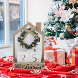 Sfozstra Christmas Wooden Countdown Advent Calendar with Bow Garland Simple Room Design Numebr Calendar to Meet the Christmas Countdown Calendar, Tabletop Calendar Decoration