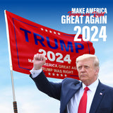 Trump Flag 2024 With Pole, 3X5 Ft Make America Great Again Flag, Trump Was Right Patriotic Flag, UV & Fade Resistant, Portable Flagpole Included, 2 Brass Grommets