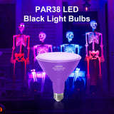 Gonhom 2 Pack Par38 Black Light Bulbs Outdoor,20W Black Flood Light Replace to 200W,E26 Base Blacklight Bulbs Outdoor for Halloween Light Bulbs,Christmas Party Decor,Home Lighting