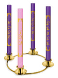 Advent Candles Set of 4 - Premium Printed Gold Letters - Use with Advent Candle Holders, Advent Wreaths and Advent Rings - Dripless Purple & Pink Taper Advent Candle for Christmas Church Decoration