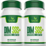 Simlike DIM SGS + - Hormone + Detox,Encourages Normal Estrogen Metabolism,Hormone Balance, Hormonal Acne Supplements, Menopause Support,Helps Control Appetite,Promotes Detoxification(Pack of 2)