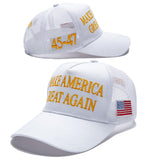 ZKSHDIW Trump 2024 45-47 Hat MAGA Hat Trump Merchandise Make America Great Again Slogan with USA Flag Adjustable Baseball Cap Mesh-Back Cap