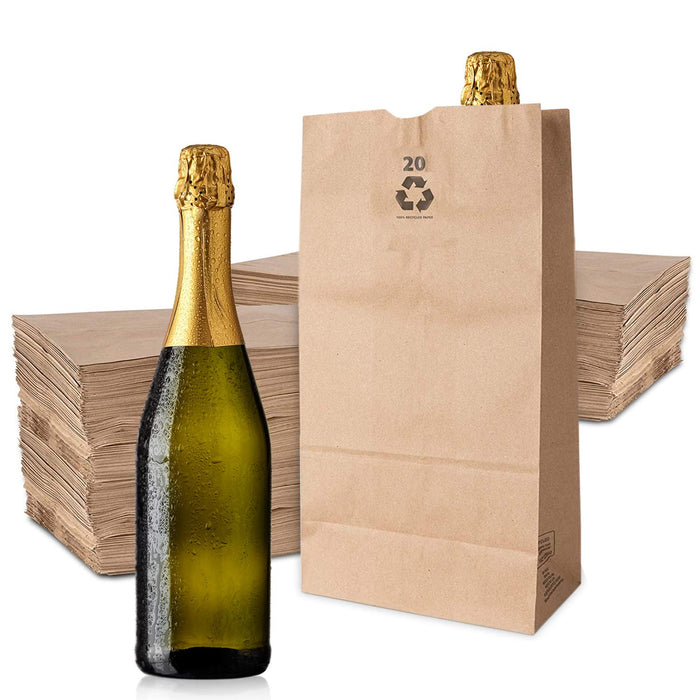 Stock Your Home 20 Lb Kraft Big Brown Paper Bags (100 Count) - Bulk Disposable Liquor Bottle Sacks, Extra Large Size Blank Bag, Good for Big Lunch, Grocery Food Shopping, and Arts & Crafts Projects