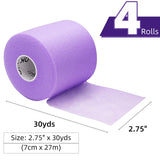 OK TAPE Pre Wrap Tape (4-Rolls) - Athletic Foam Underwrap for Sports, Protect for Ankles Wrists Hands and Knees, 2.75 Inches x 30 Yards - Purple