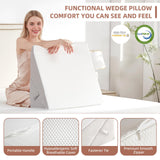 BDEUS Wedge Pillow for Sleep Apnea, Memory Foam Wedge Pillow for Back Pain Relief, Reading, Adjustable 9 &12 Inch, Bed Wedge Pillow for Surgery, Acid Reflux,Gerd, Removable Washable Cover, White