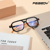 FEISEDY Vintage Square Blue Light Blocking Glasses Women Men 70s Flat Aviator Glasses Computer Anti Glare B0062