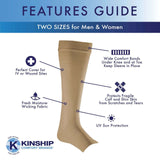 Kinship Comfort Brands Leg Skin Protector Sleeves for Men & Women Protect Sensitive Leg Skin from Bruising, Tears, Abrasions & Sun Exposure Toeless Sock Protector for Thin Leg Skin | 2 Pair