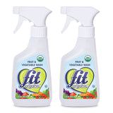 FIT Organic - USDA Certified Earth Friendly, Tasteless and Odorless Fruit and Vegetable Wash, Bottle Spray, White, Clear, 12 Fl Oz (2 Pack)