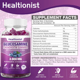 Healtionist 3000mg Glucosamine Chondroitin Gummies with MSM & Elderberry - Extra Strength Joint Health, Flexibility, Antioxidant Immune Support Supplement Gummy for Adults, Men & Women 60 Counts