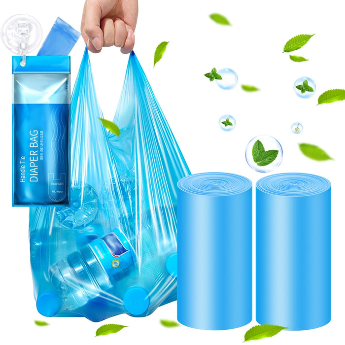 Large Adult Diaper Disposal Bags (18’’x23’’),96 Pcs, Fresh Scented, Elderly Waste Disposal, Baby Diapers Trash Bags, Sanitary Product Disposal at Home and Travel, Blue
